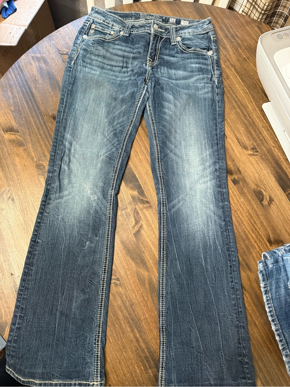 Miss Me Girls Blue Faded Stretch Denim Jeans - Picture 2 of 4